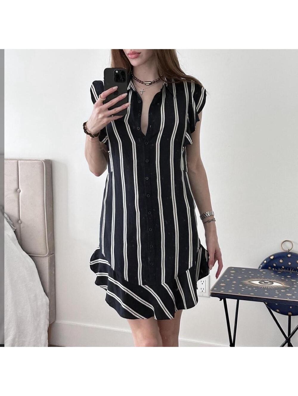 Intermix striped button-up dress